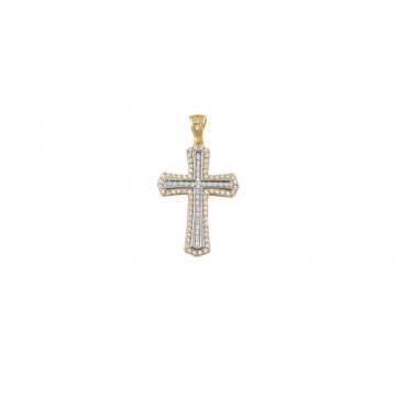 Two-tone cross with zircon