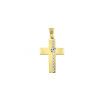 Two-tone cross with zircon